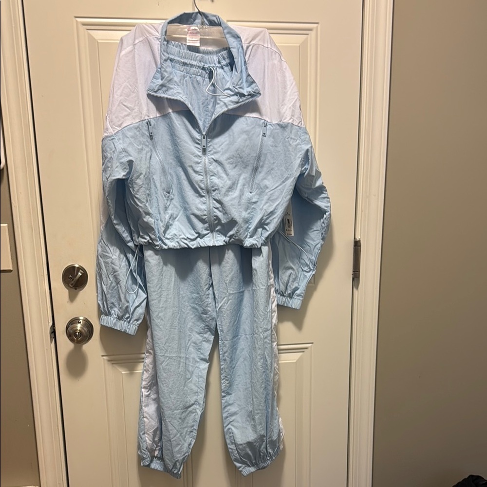 No Boundaries Light Blue and White Jumpsuit